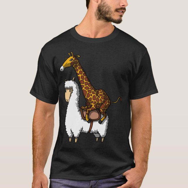 T-shirt Llama à cheval sur une girafe (Devant)