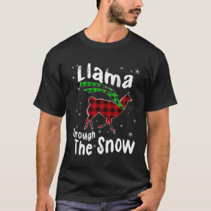 T-shirt Llama à travers la neige Plaid Snowflakes Noël