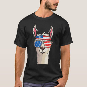 T-shirt Llama Alpaca Amérique Américain Drapeau Usa Joyeux
