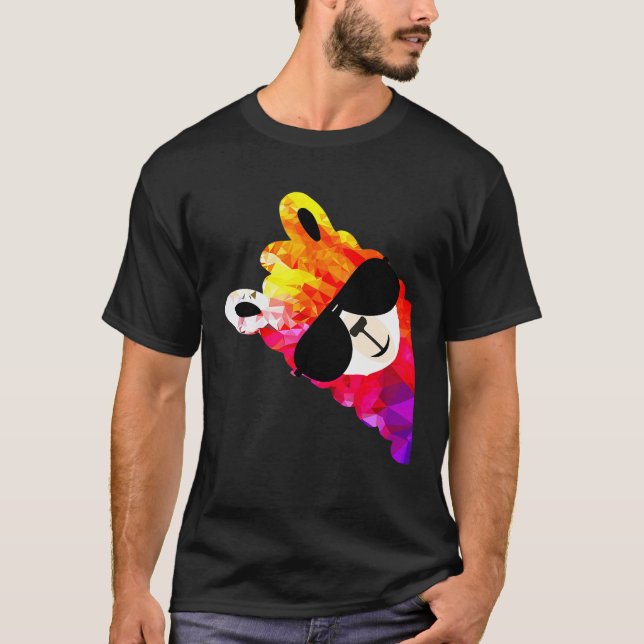 T-shirt Llama Alpaca drôle arc-en-ciel (Devant)