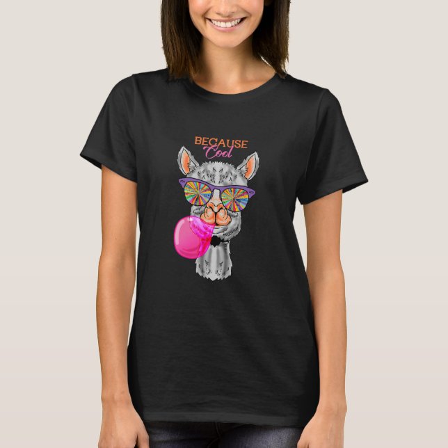 T-shirt Llama Alpaca Funny Sunglass Cool Lama (Devant)