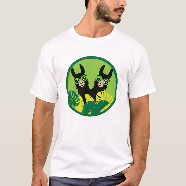 T-shirt Llama Alpaca Twin Hommes (Devant)