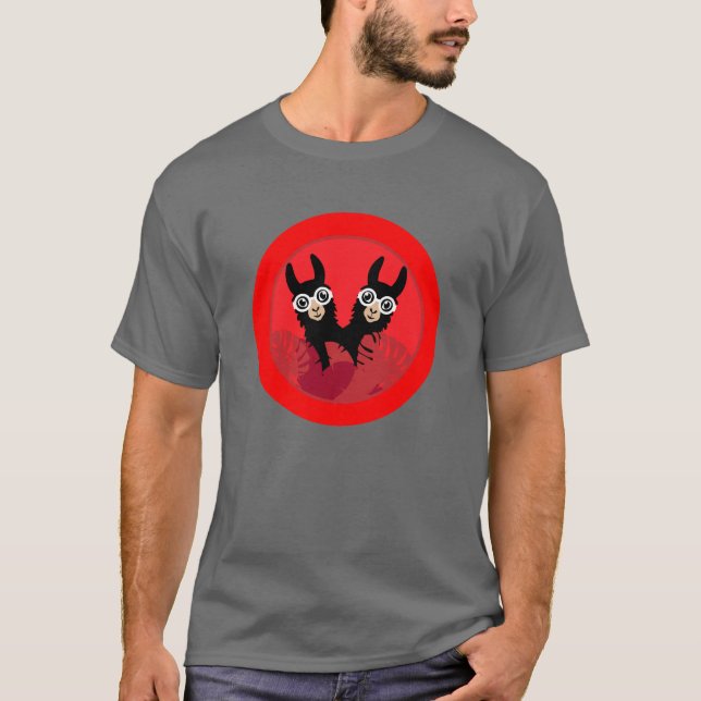 T-shirt Llama Alpaca Twin Hommes (Devant)