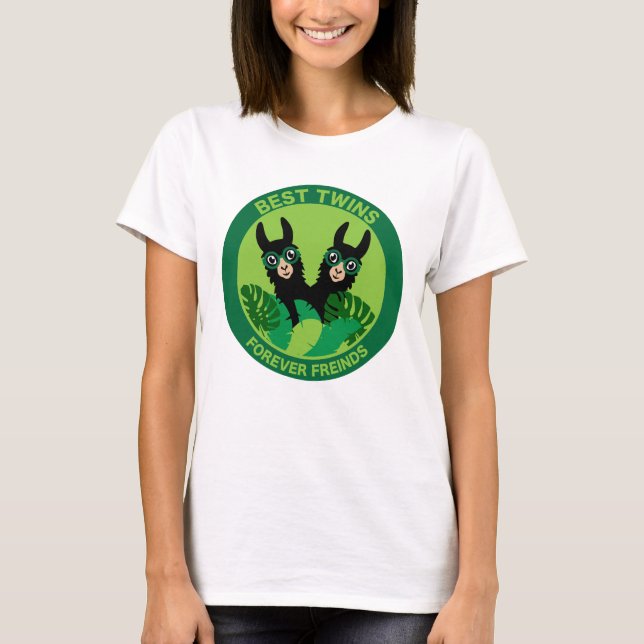 T-shirt Llama Alpaca Twins (Devant)