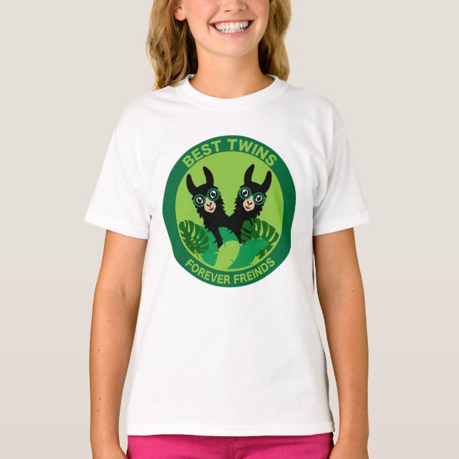 T-shirt Llama Alpaca Twins (Devant)