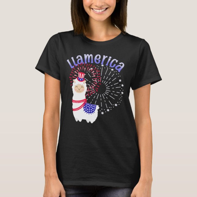 T-shirt Llama American 4 juillet (Devant)