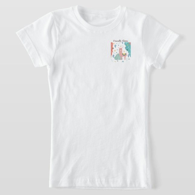 T-Shirt Llama amicale dans un paysage filles (Poser)