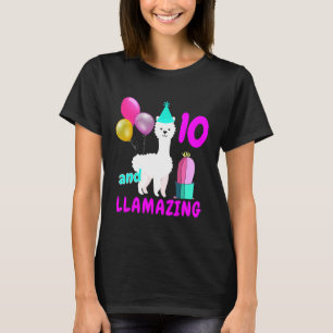 T-shirt Llama Anniversaire Pour Une Fille De 10 Ans Qui Se