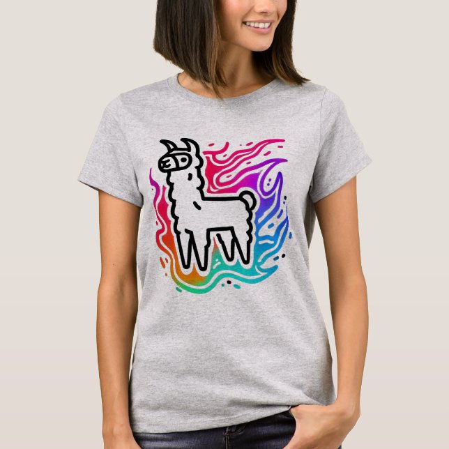 T-shirt Llama arc-en-ciel (Devant)