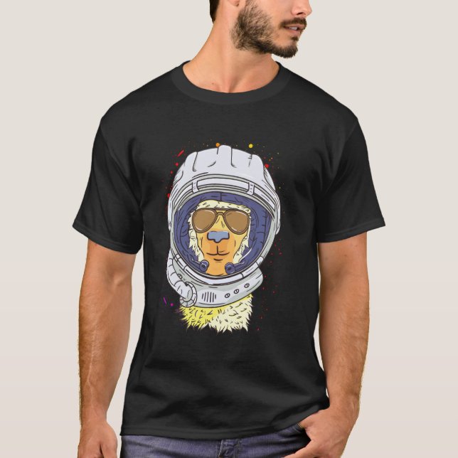 T-shirt Llama Astronaute Drôle Espace et Llama (Devant)