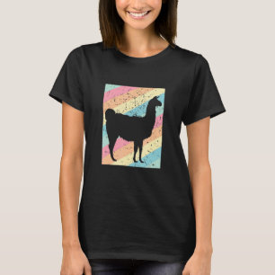 T-shirt Llama Avec Arrière - plan Rétro
