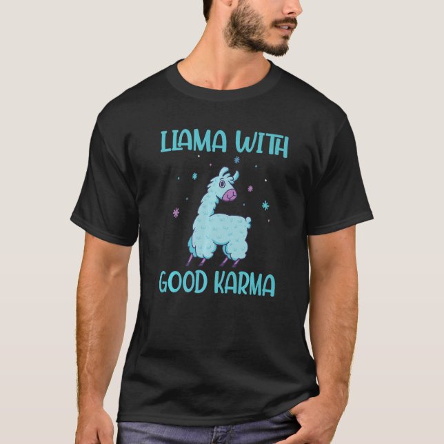 T-shirt Llama Avec Bon Karma Alpaca Llama (Devant)