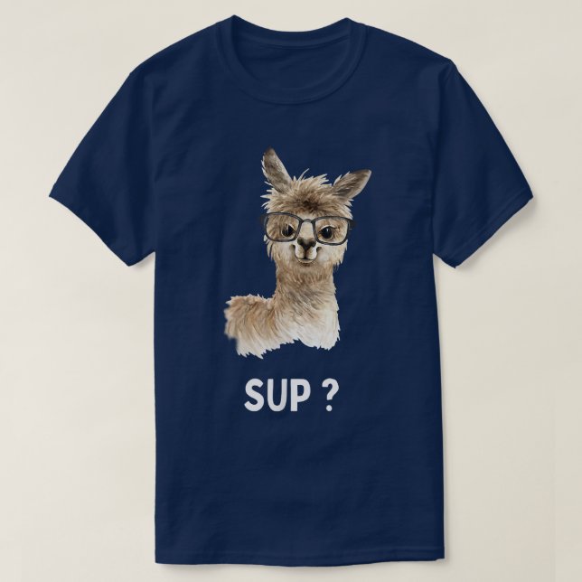 T-shirt Llama avec lunettes Drôle disant Alpaca (Design devant)