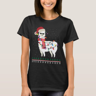 T-shirt Llama avec verre solaire et Noël du Père Noël