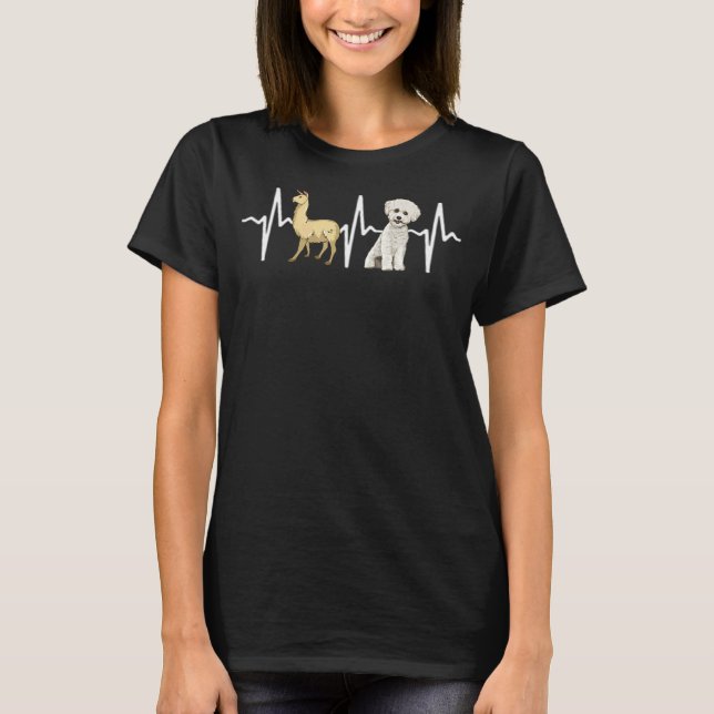 T-shirt Llama Bichons Frise Heartbeat Chien (Devant)