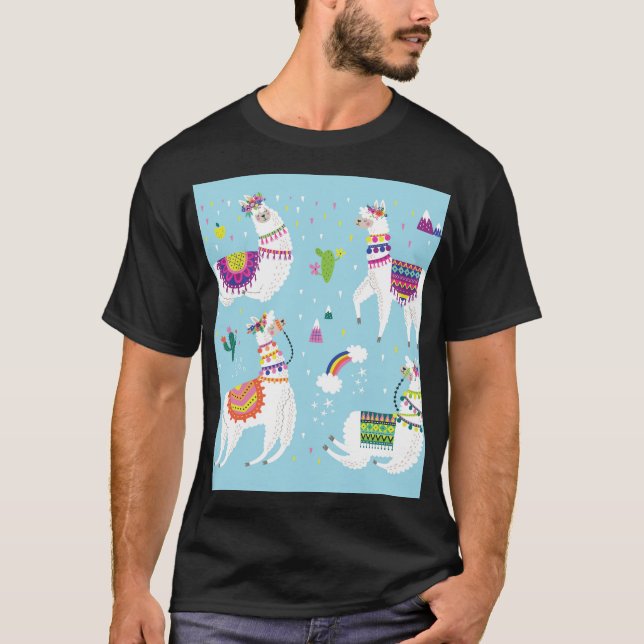 T-shirt Llama & Cactus : Joli ensemble Vintage (Devant)