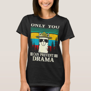 T-shirt Llama Camping Only You Can Prevent Drama Vintage C