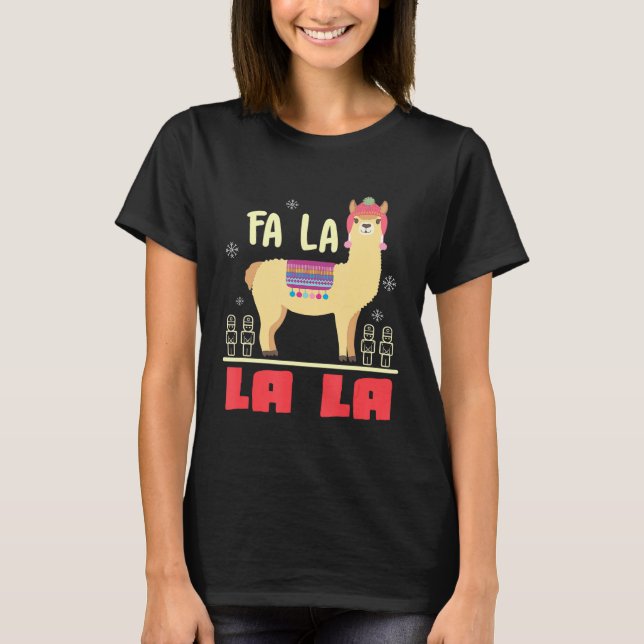 T-shirt Llama chante FA LA LA LA Noël de Noël (Devant)