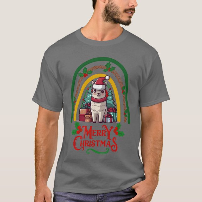 T-shirt Llama Christmas drôle (Devant)