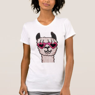 T-shirt Llama cool avec lunettes de coeur