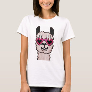 T-shirt Llama cool avec lunettes de coeur