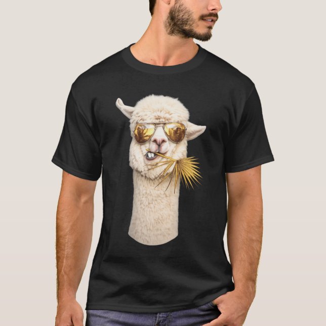 T-shirt Llama Cool avec Lunettes de Soleil (Devant)