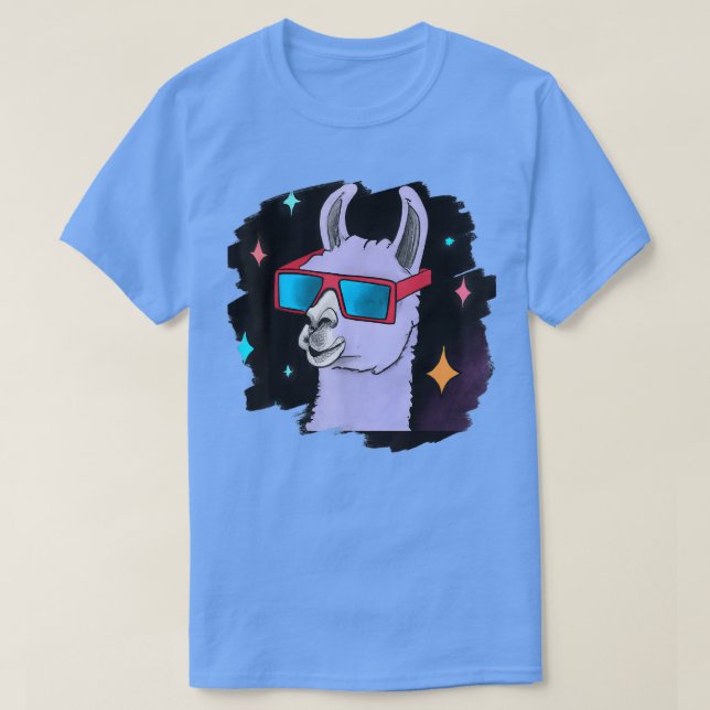 T-shirt Llama dans l'espace Portant des lunettes de soleil (Design devant)