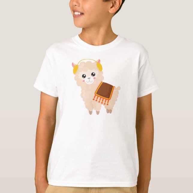 T-shirt Llama d'automne, Llama mignonne, Alpaca mignonne,  (Devant)