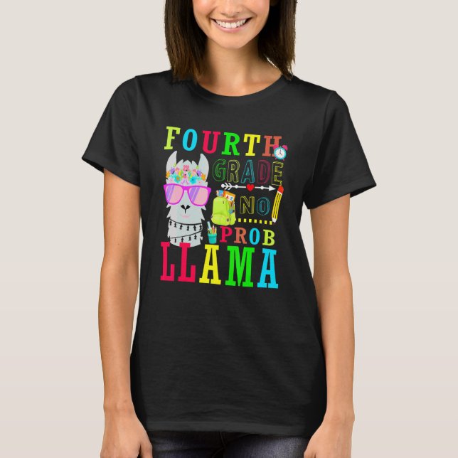 T-shirt Llama de 4e année sans problème pour la rentrée de (Devant)