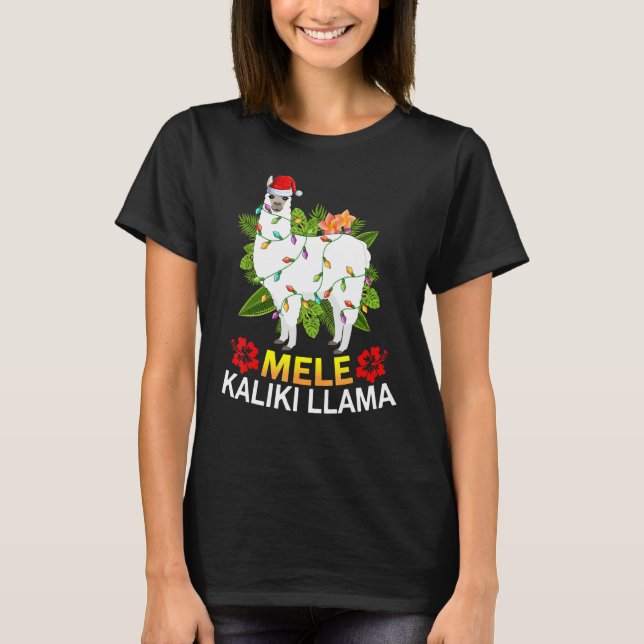 T-shirt Llama de Noël hawaïen illumine Mele Kalikimaka Lla (Devant)