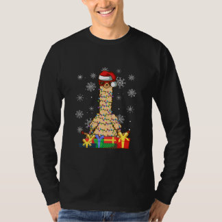 T-shirt Llama de Noël Lumières Llama Santa Hat Noël