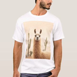 T-shirt Llama de sable doux avec courant de cactus