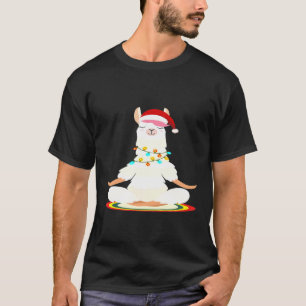 T-shirt llama de yoga de Noël médite Lama Chapeau de Père 