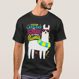 T-shirt Llama Dernier Jour De Scolaires Garçons Filles Ens