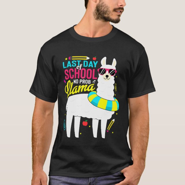 T-shirt Llama Dernier Jour De Scolaires Garçons Filles Ens (Devant)