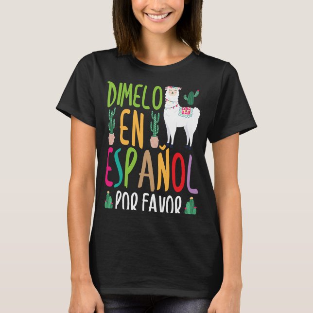 T-shirt Llama Dimelo En Espanol Professeur Bilingue D'Espa (Devant)