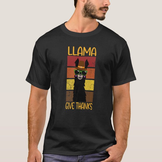 T-shirt Llama Donner Merci Smiling Lama Portrait Sunset (Devant)