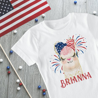 T-Shirt llama Drapeau Élastique à cheveux et Fireworks Per