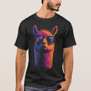 T-shirt Llama Drôle Avec Sungles Coloré Pas De Drame Anima