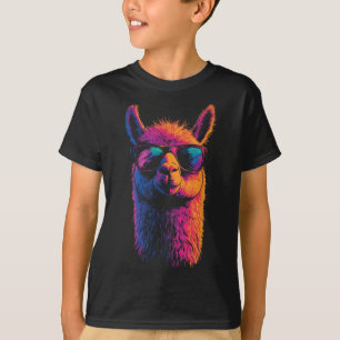 T-shirt Llama Drôle Avec Sungles Coloré Pas De Drame Anima