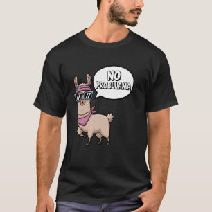 T-shirt Llama Drôle Sans Problème avec Lunettes et Bandeau