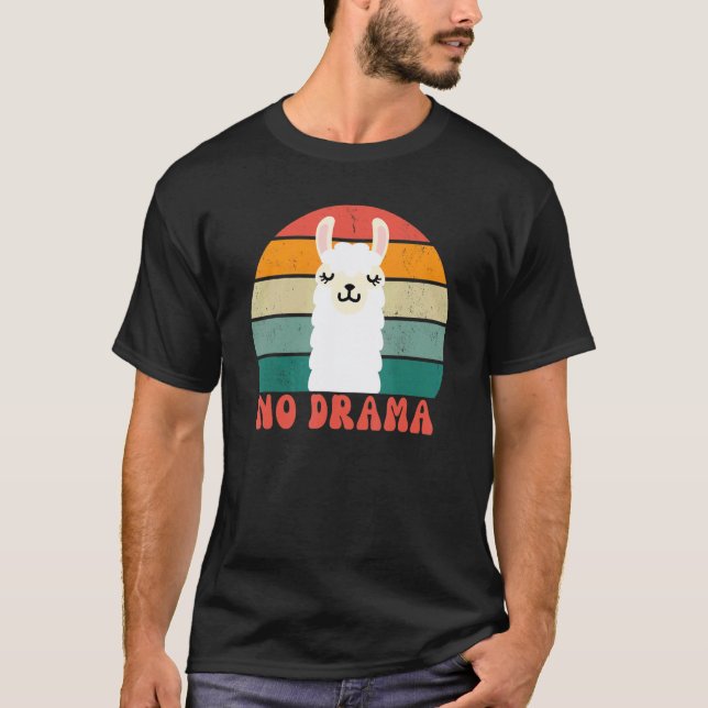 T-shirt Llama du coucher de soleil rétro sans drame (Devant)
