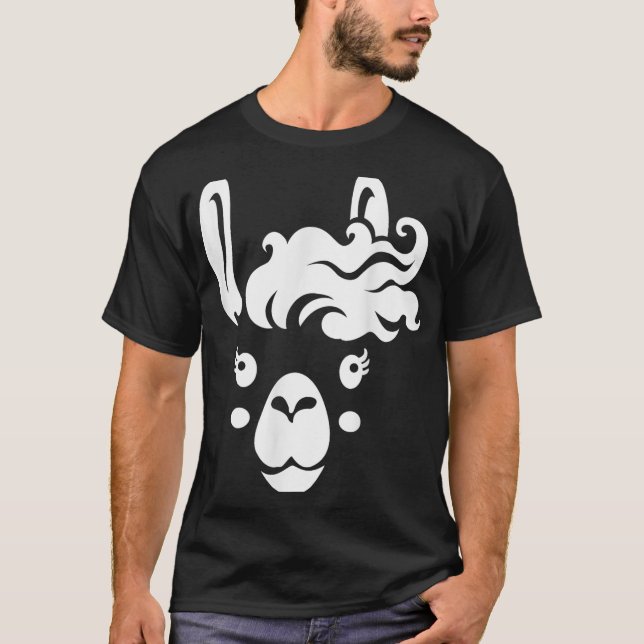 T-shirt Llama Face Eyelashes Costume Halloween Coiffure (Devant)