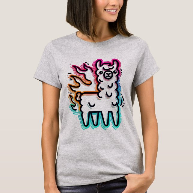 T-shirt Llama flamme néon (Devant)