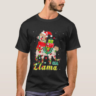 T-shirt Llama Gia Porte Chapeau de Père Noël Tenue de Pyja
