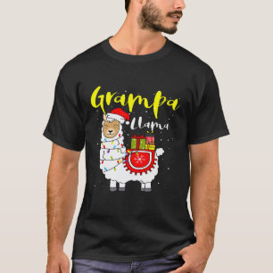 T-shirt Llama Grampa Lumières Chapeau de Père Noël Xmas Py