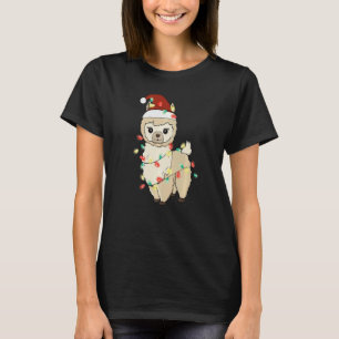 T-shirt Llama Guirlandes de Noël Arbre Chapeau de Père No