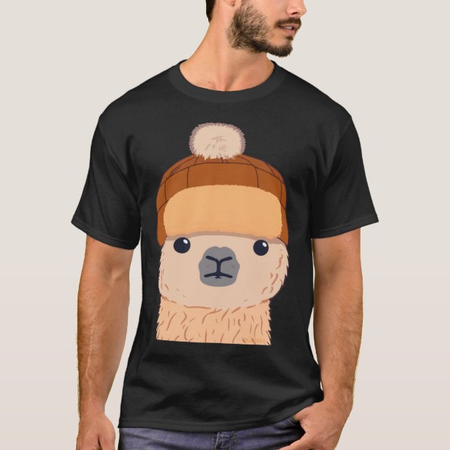 T-shirt Llama in Winter Hat Cute Character (Devant)