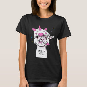 T-shirt Llama Licorne Chapeau Rêve Devenu Réalité Hipster