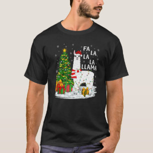 T-shirt Llama Lighting Xmas Tree Fa La Llama Noël
